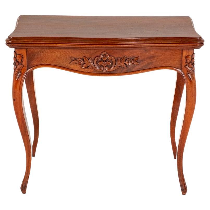 French Card Table Antique Games Mahogany 1870 For Sale