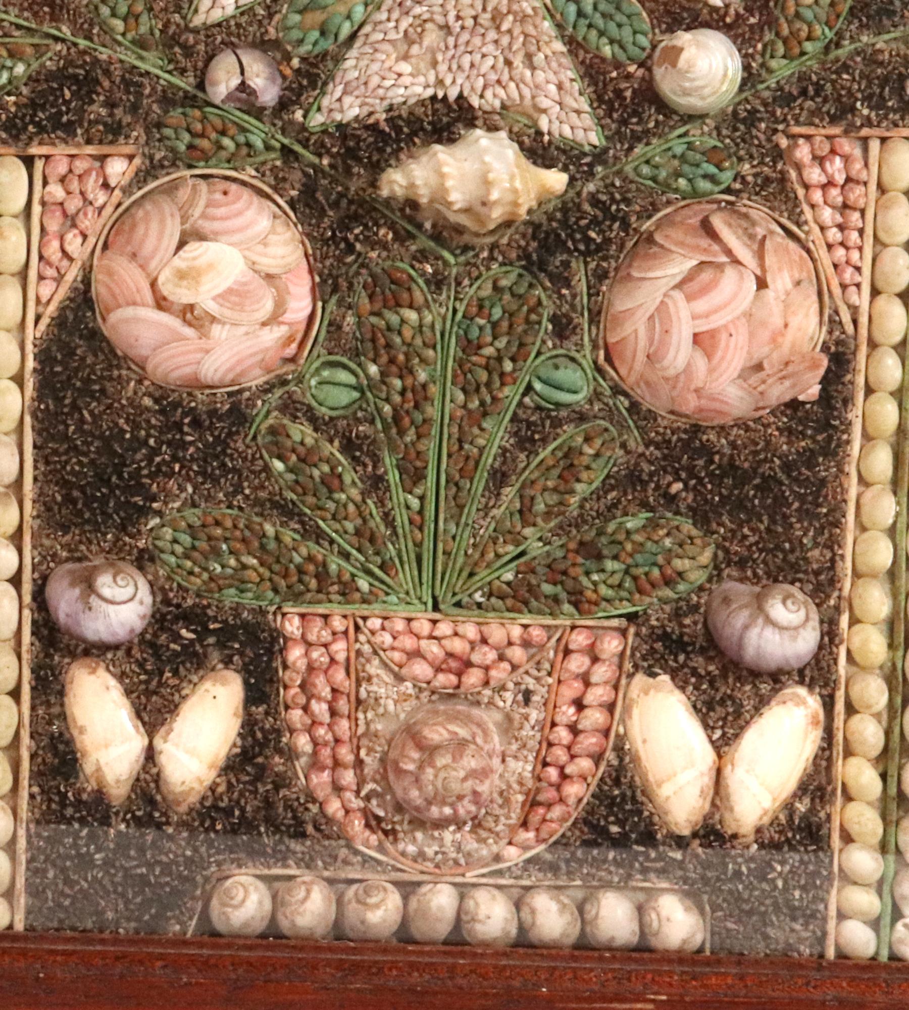 19th Century French Caribbean Shell Pictures with Birds, Flowers and Maltese Cross