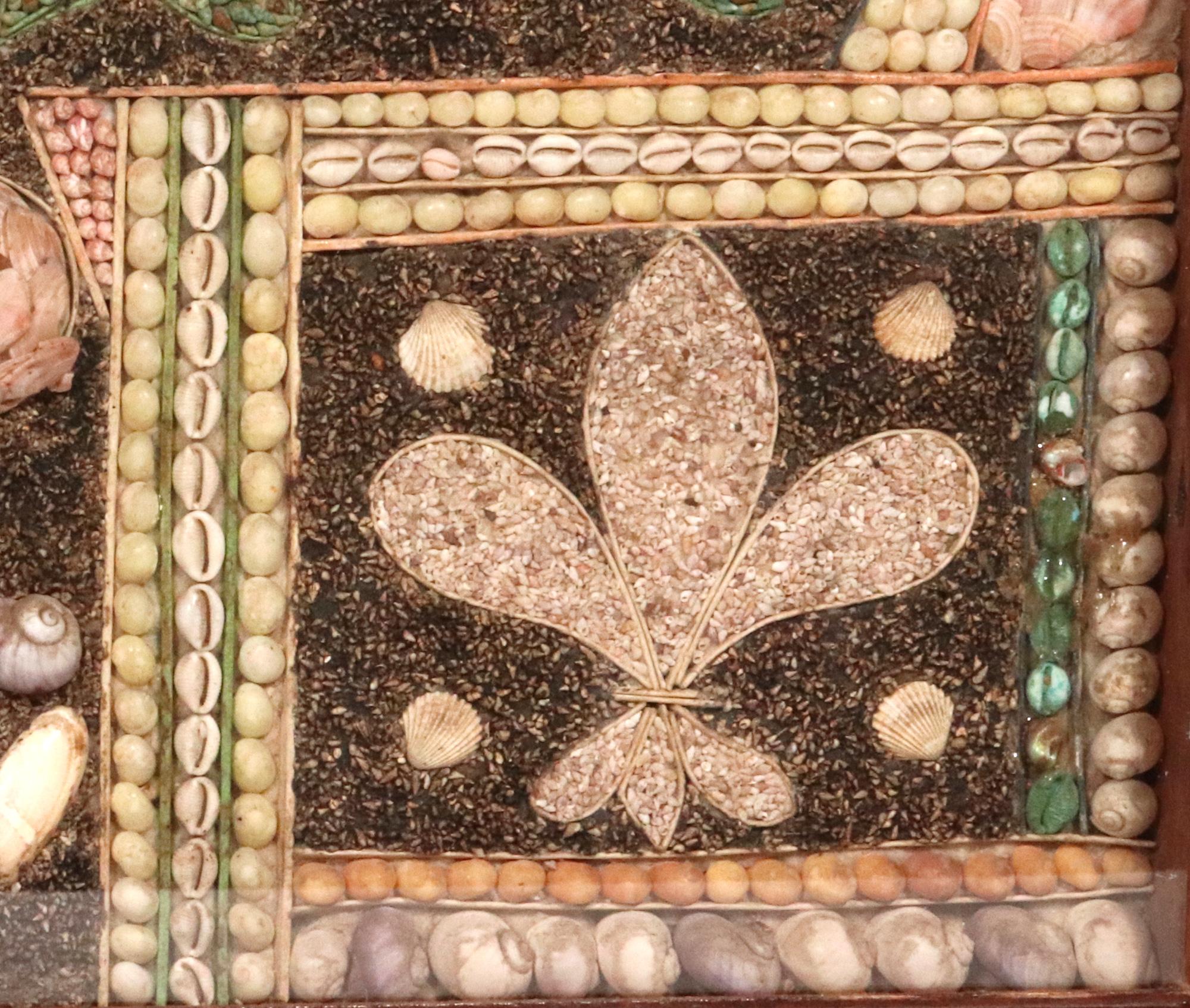 French Caribbean Shell Pictures with Birds, Flowers and Maltese Cross 1