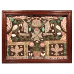 French Caribbean Shell Pictures with Birds, Flowers and Maltese Cross