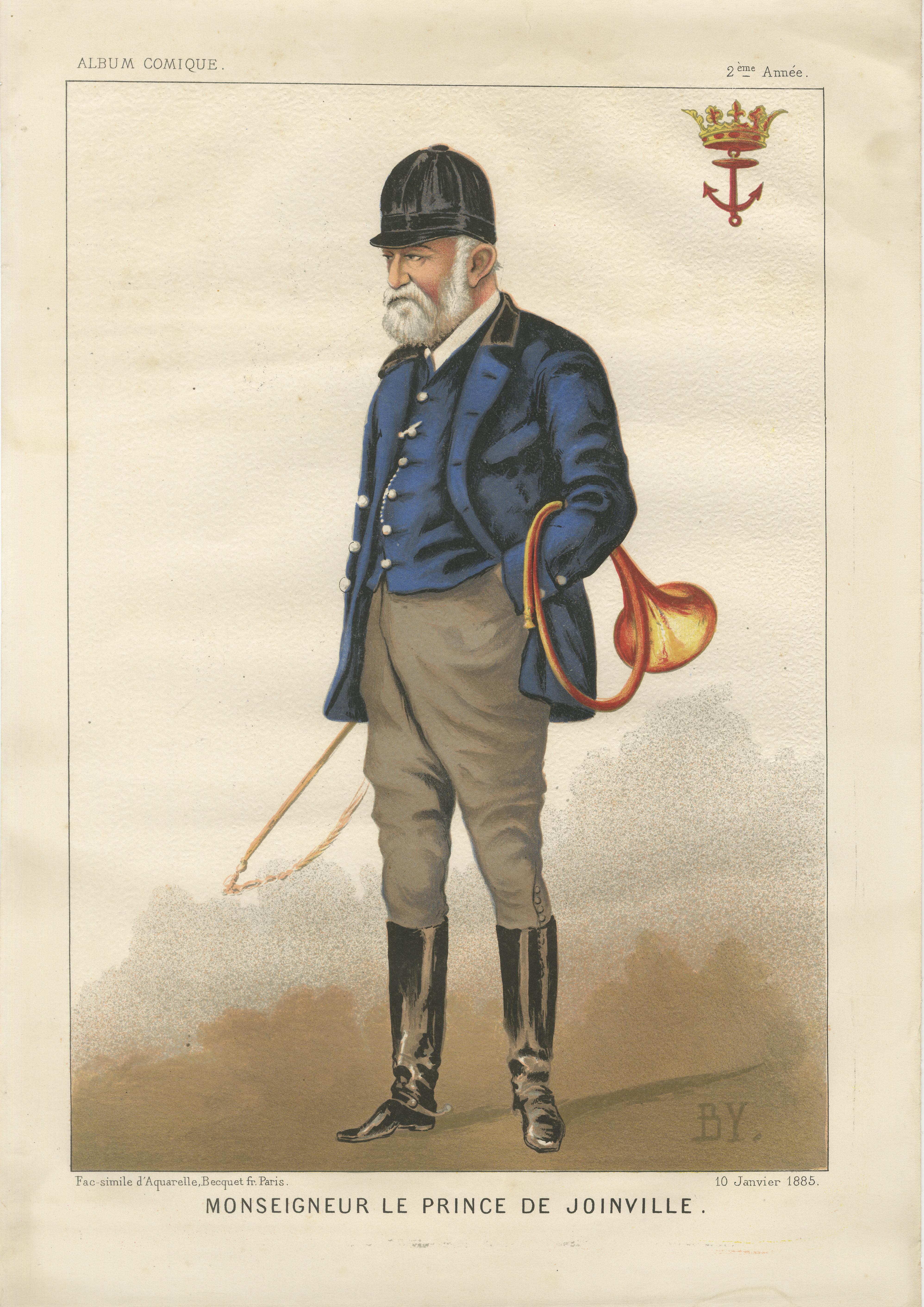 French Caricature, Monseigneur le Prince de Joinville Chromolithograph - 1885