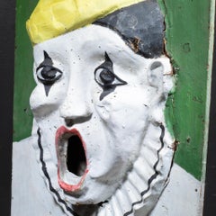 French Carnival Paper-mache Clown Ball Toss Game c.1930-1950