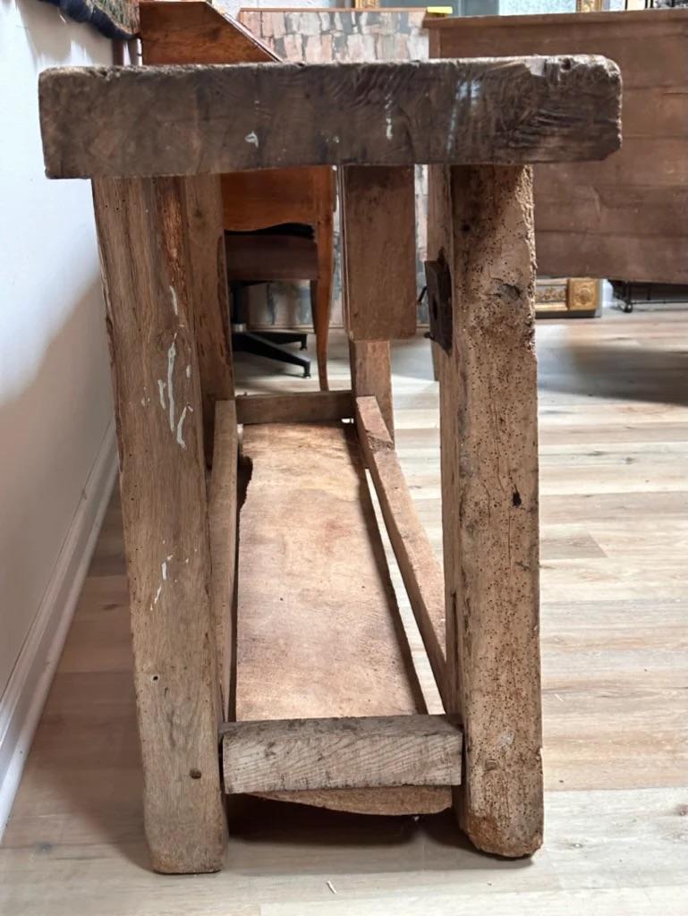 Wood French Carpenter's Workbench Console