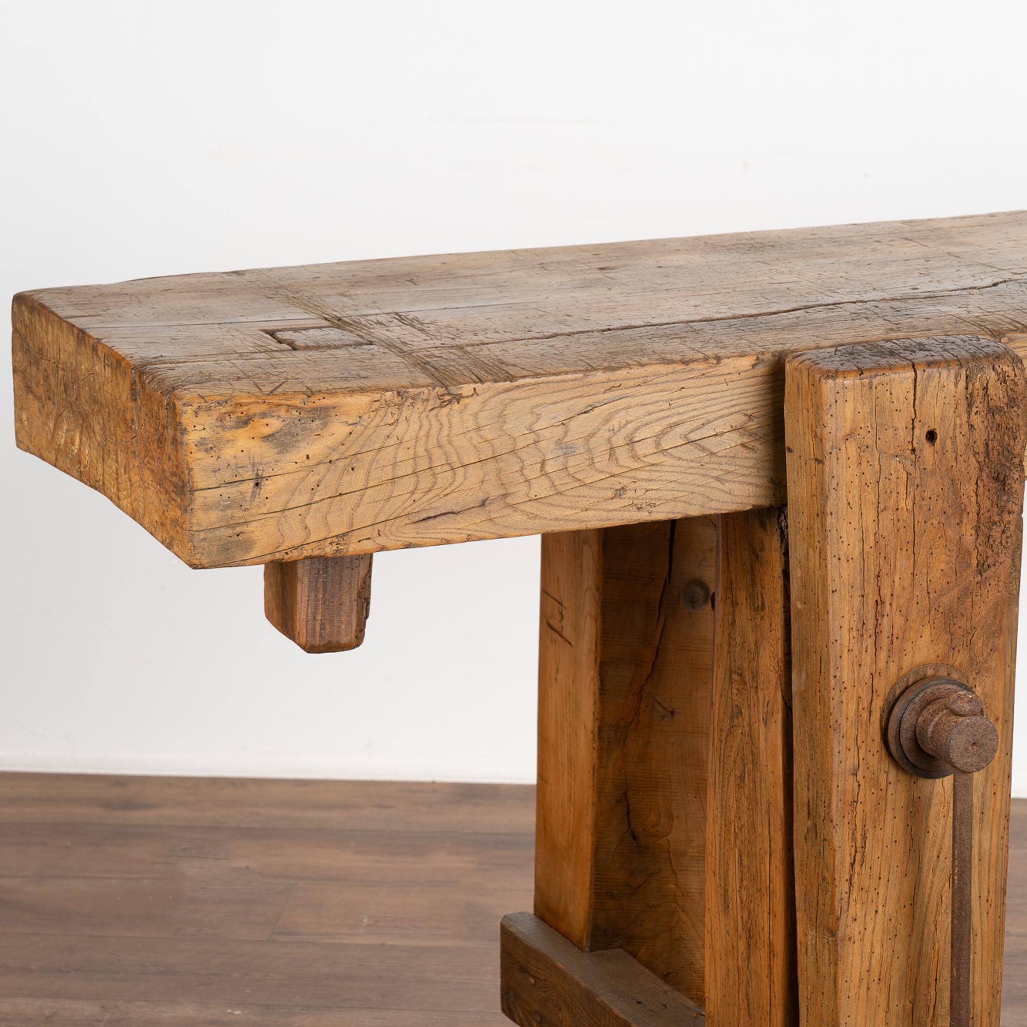 Wood French Carpenter's Workbench Console Table, circa 1900