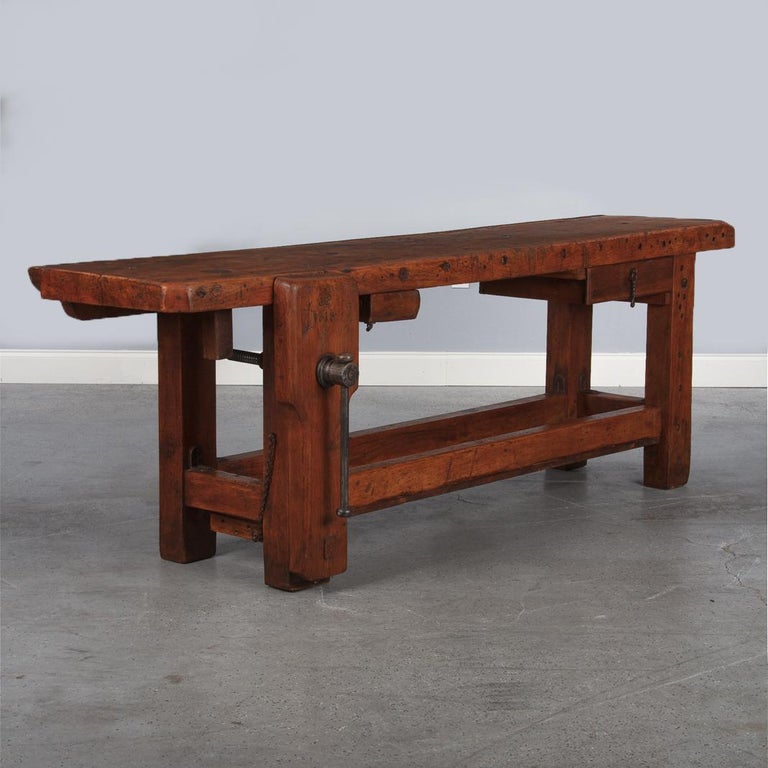 French Carpenter's Workbench in Beechwood, Dated 1919 For ...