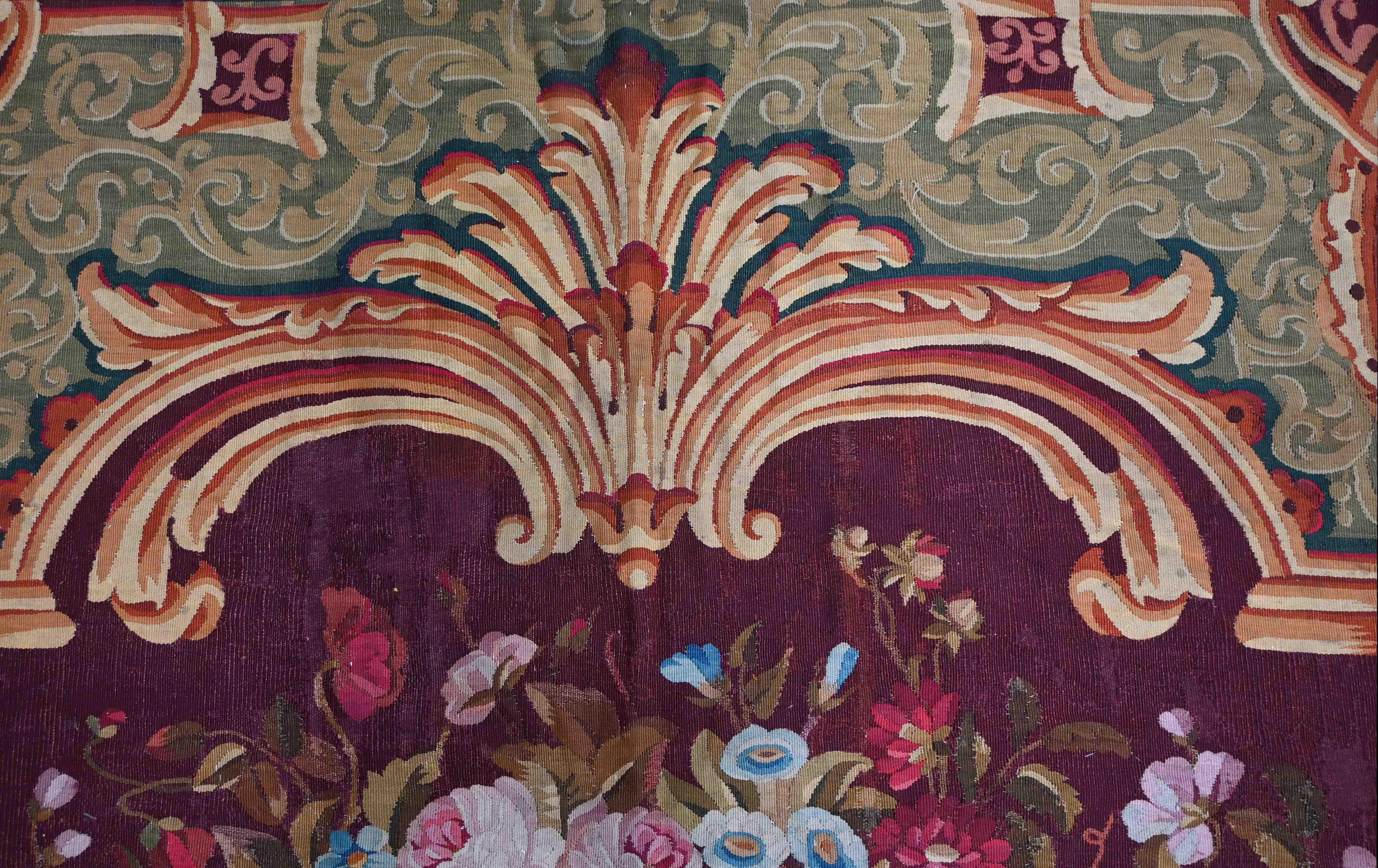 Alfombra francesa Aubusson Manufacture, Siglo XIX, Época Napoleón III - N 1592 en venta 3