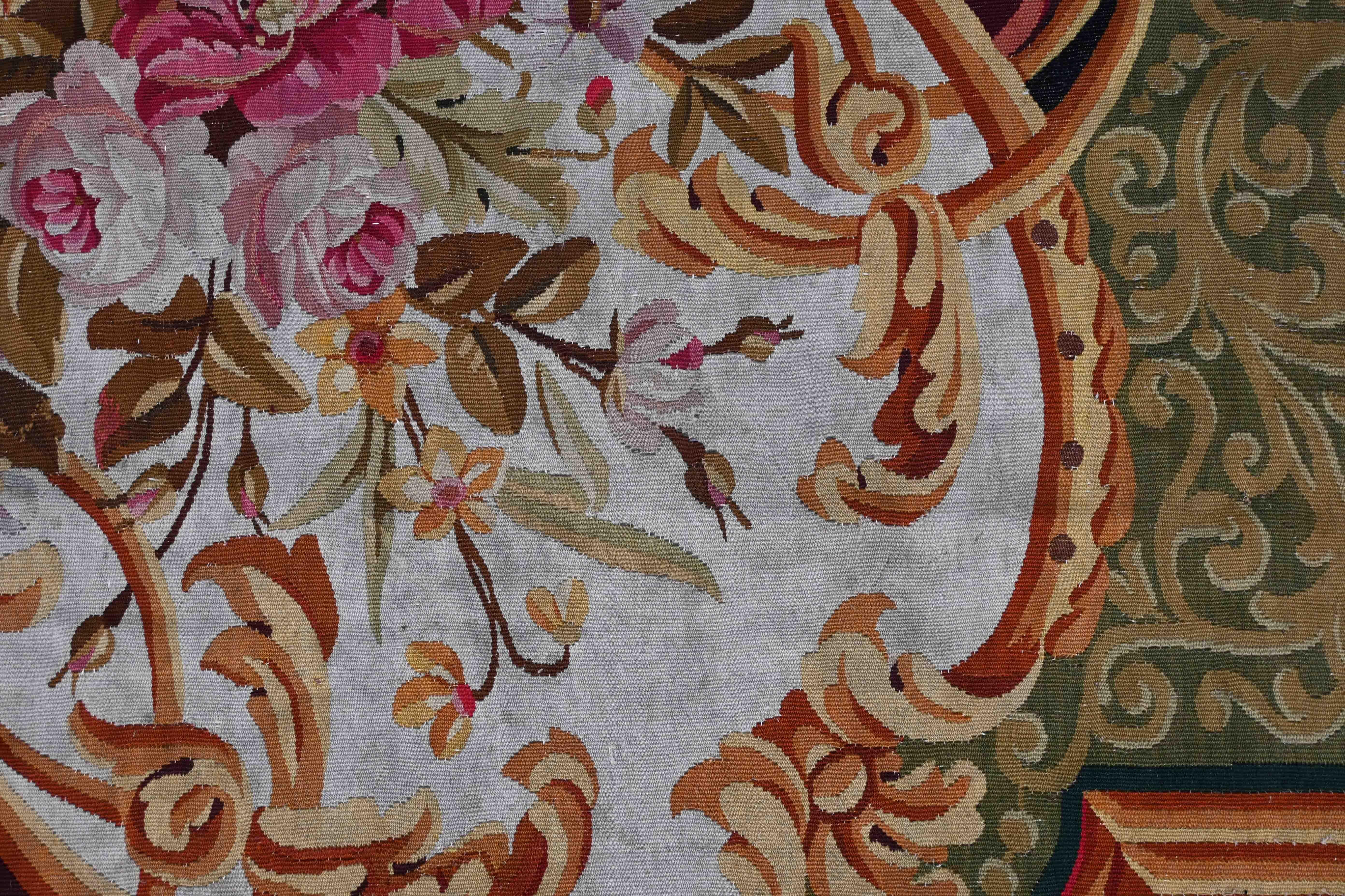 Alfombra francesa Aubusson Manufacture, Siglo XIX, Época Napoleón III - N 1592 en venta 1