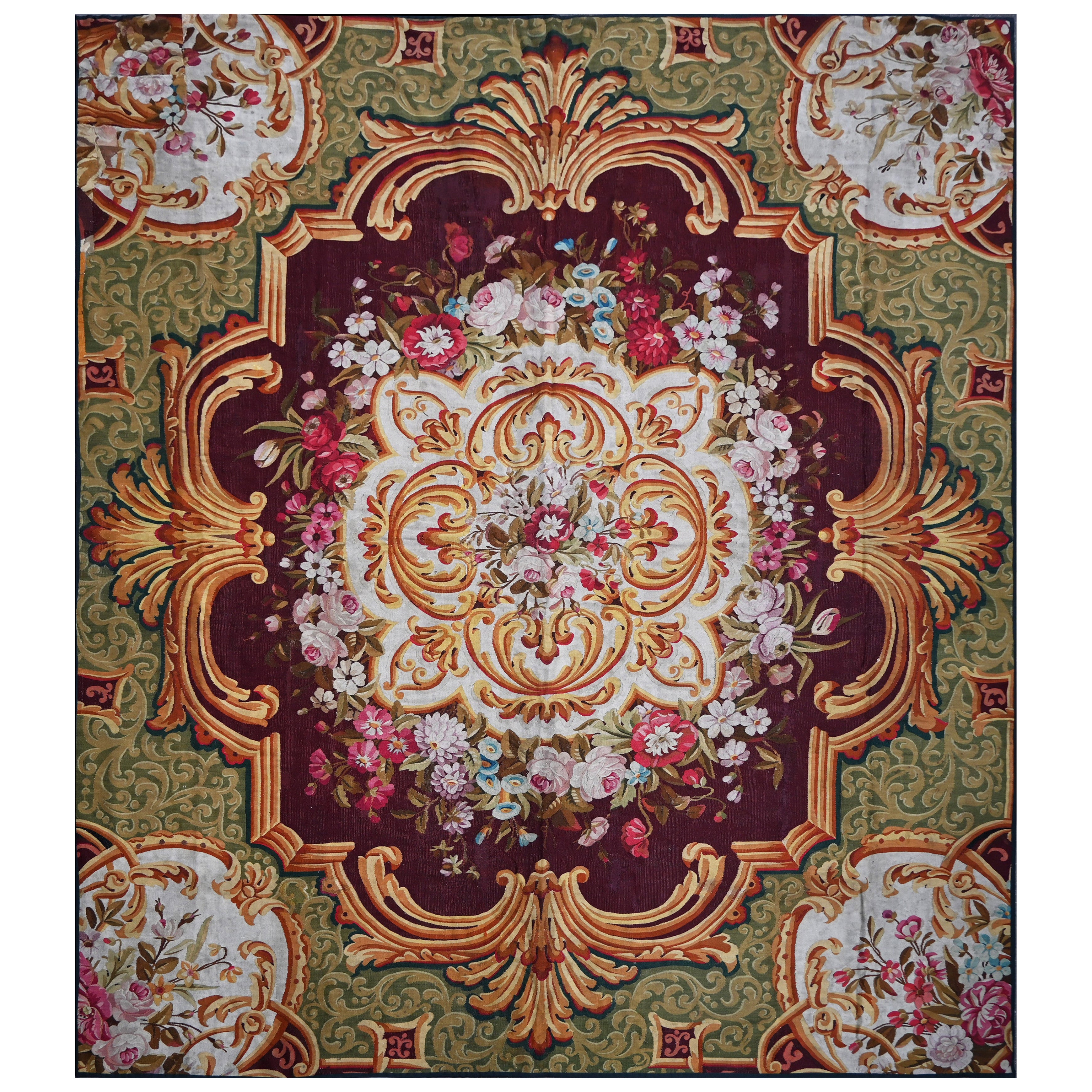 Alfombra francesa Aubusson Manufacture, Siglo XIX, Época Napoleón III - N 1592 en venta