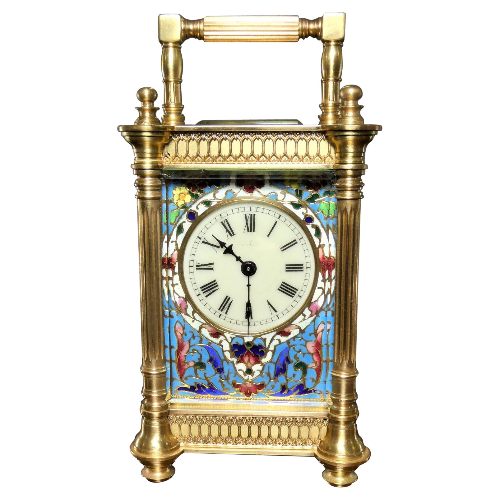 Reloj de Carraca Francés con Decoración Champleve en venta