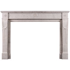 French Carrara Antique Marble Fireplace Mantel, 19th Century