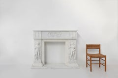 French Carrara marble fire place with Adam and Eve decoration
