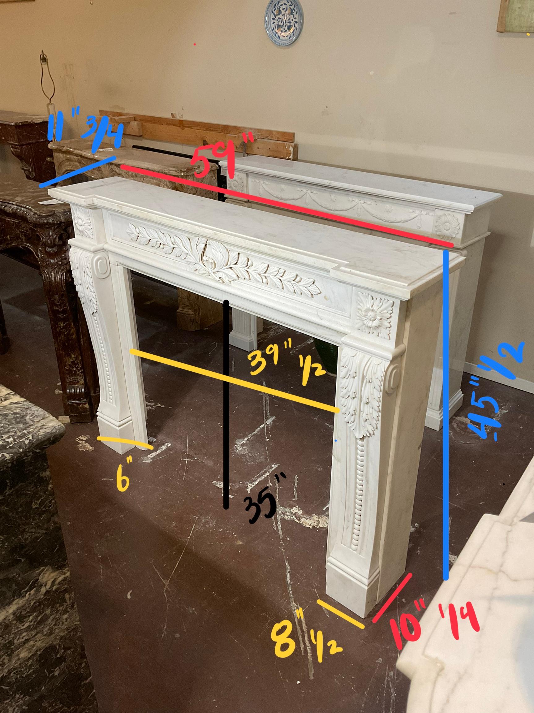 French Carrara Marble Mantel For Sale 6