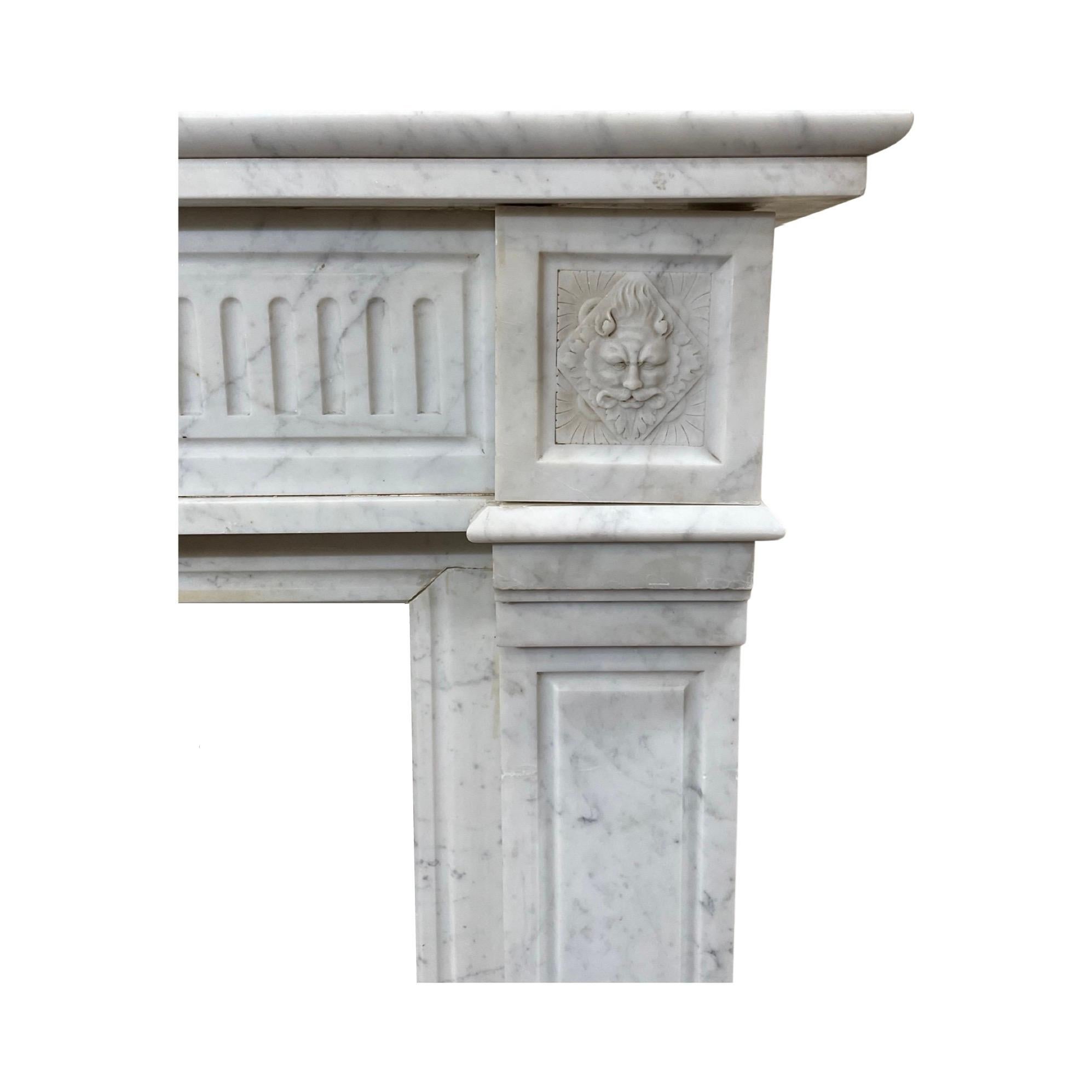 18th Century and Earlier French Carrara Marble Mantel For Sale