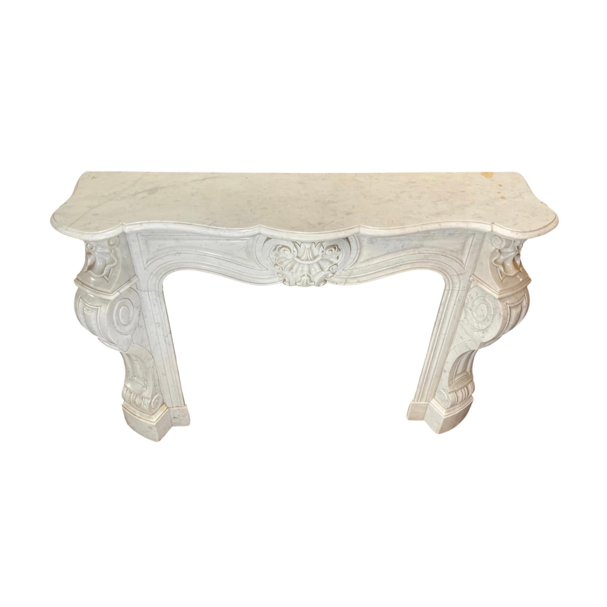 18th Century and Earlier French Carrara Marble Mantel For Sale