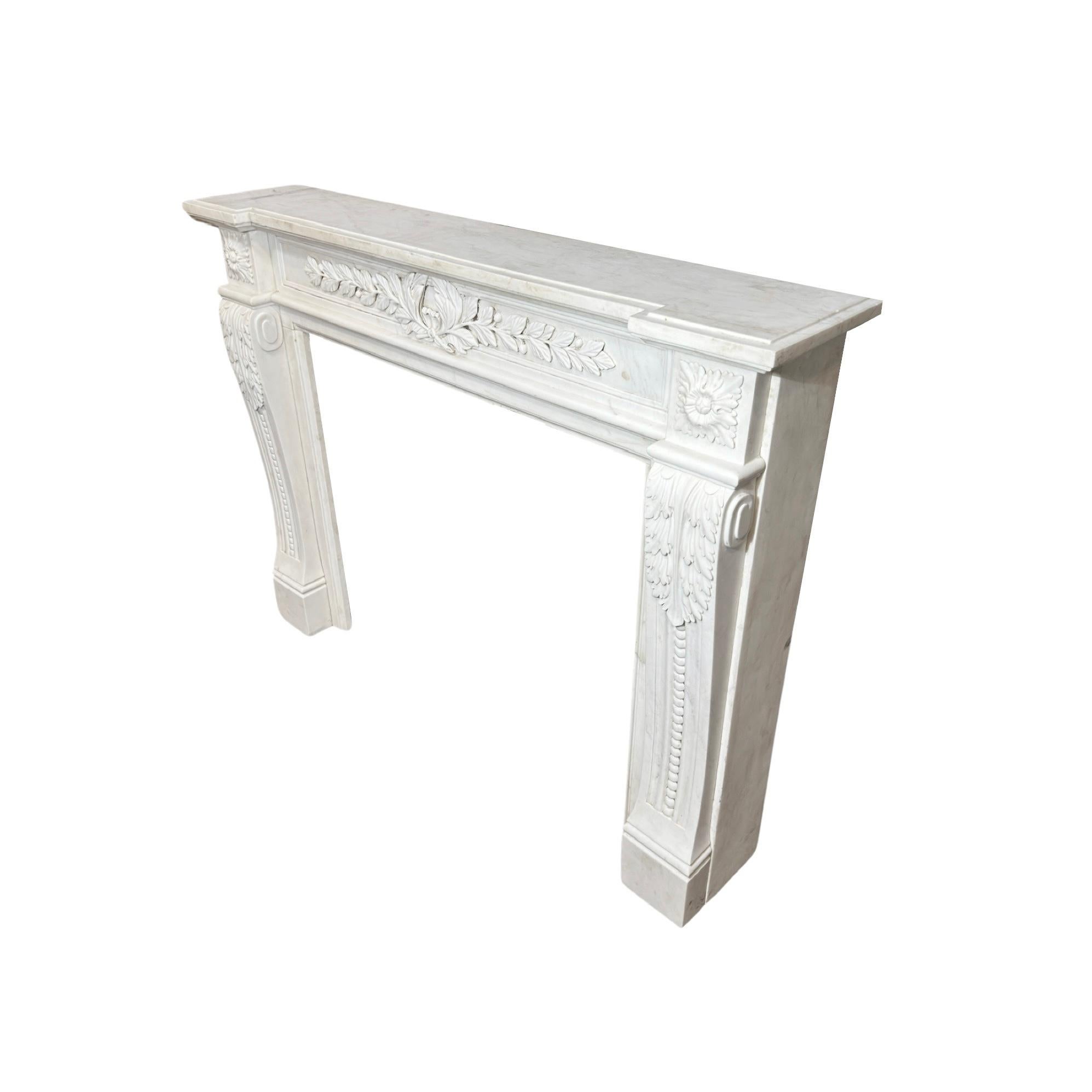18th Century French Carrara Marble Mantel For Sale