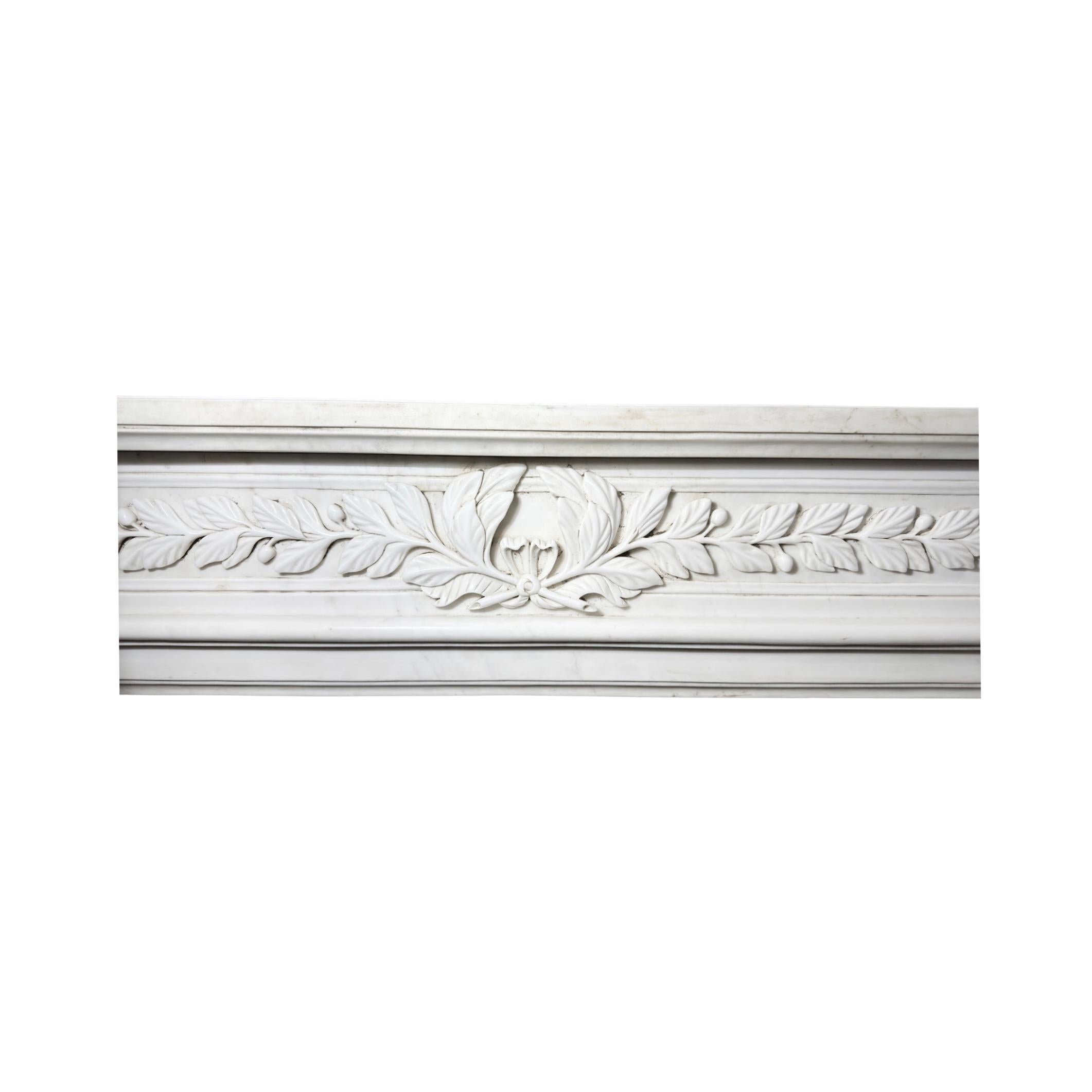 French Carrara Marble Mantel For Sale 1