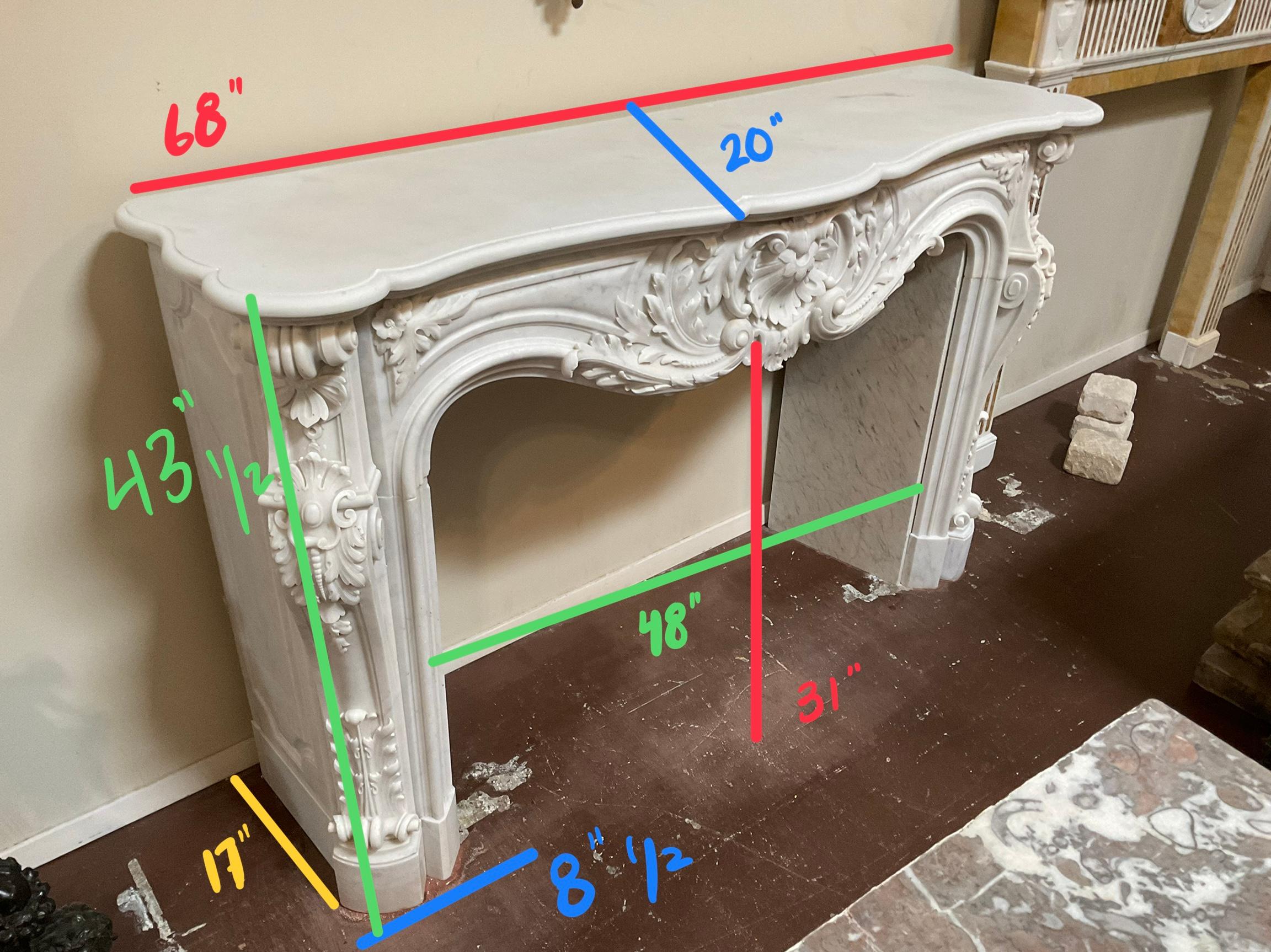 French Carrara Marble Mantel For Sale 4