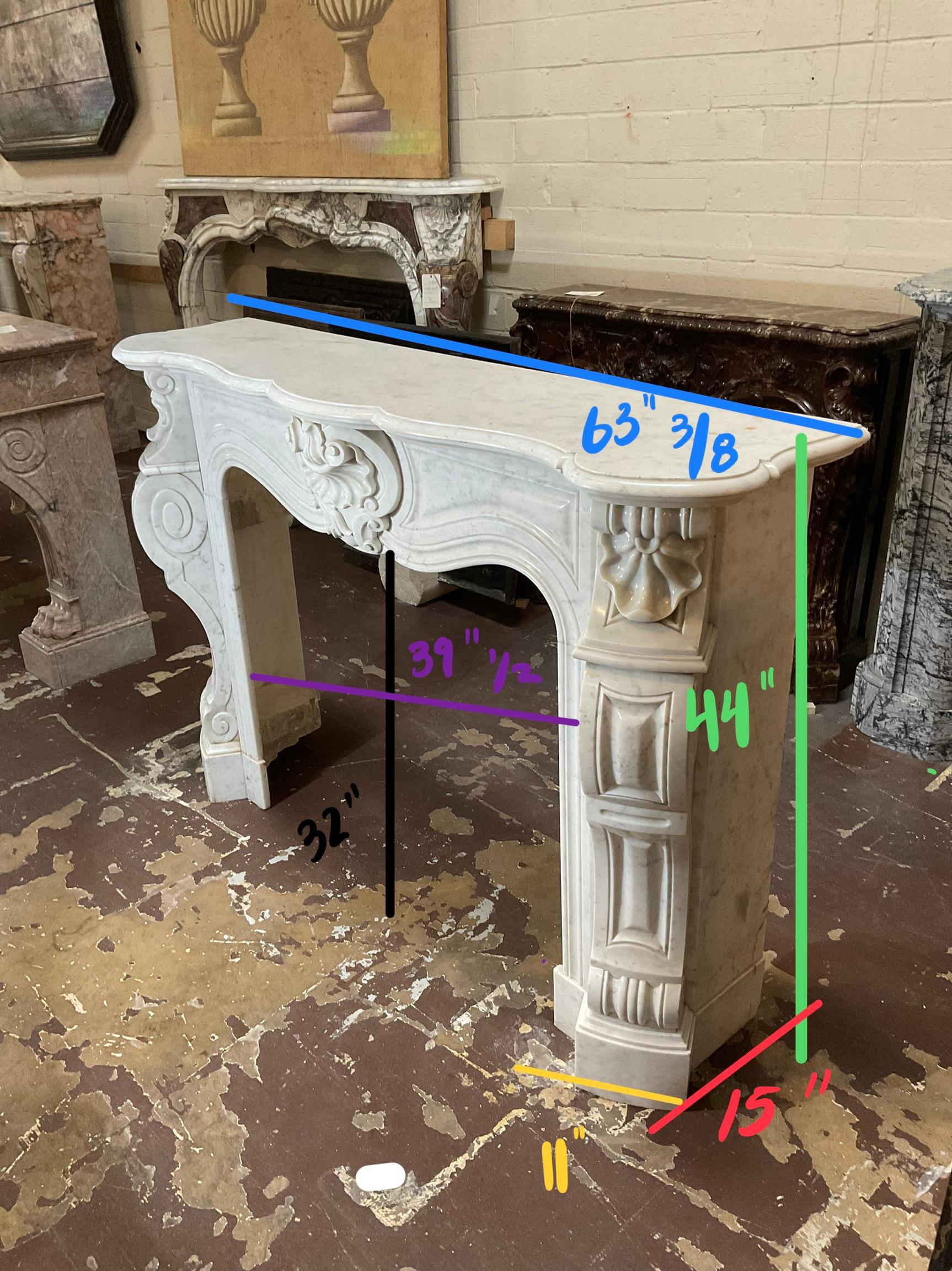 French Carrara Marble Mantel For Sale 5