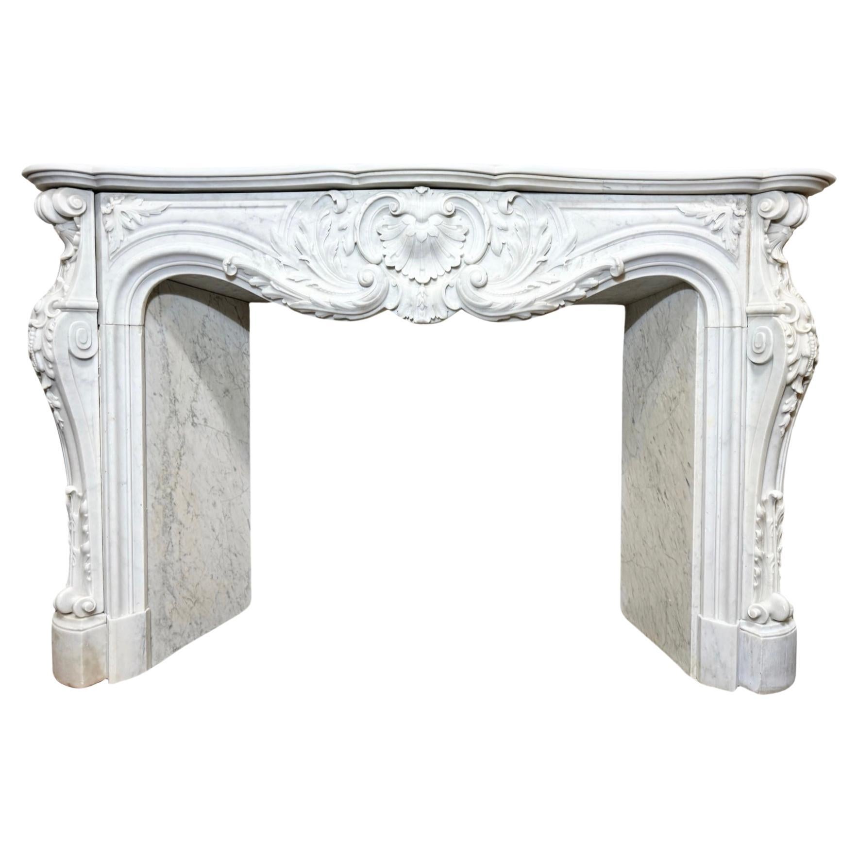 French Carrara Marble Mantel For Sale