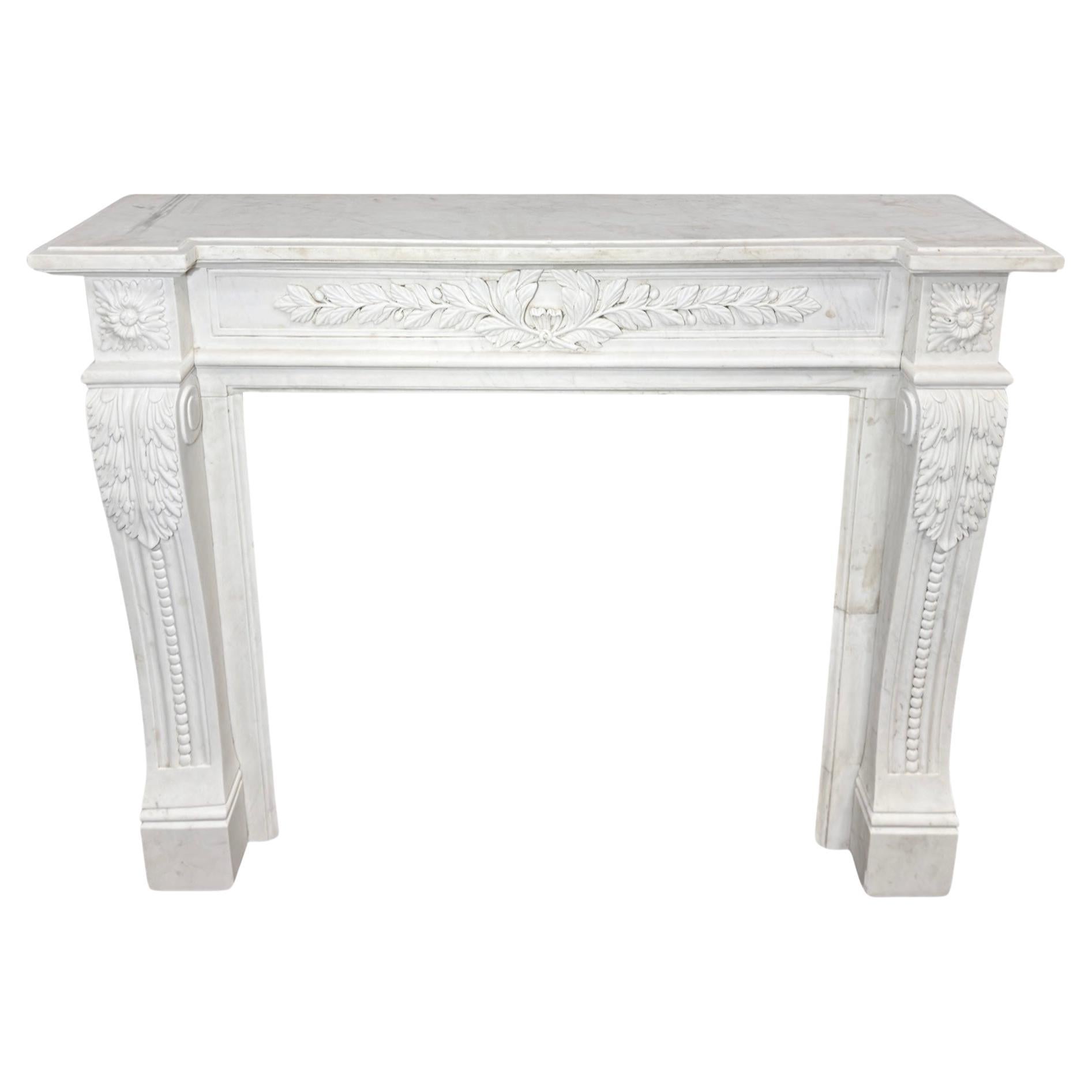 French Carrara Marble Mantel For Sale