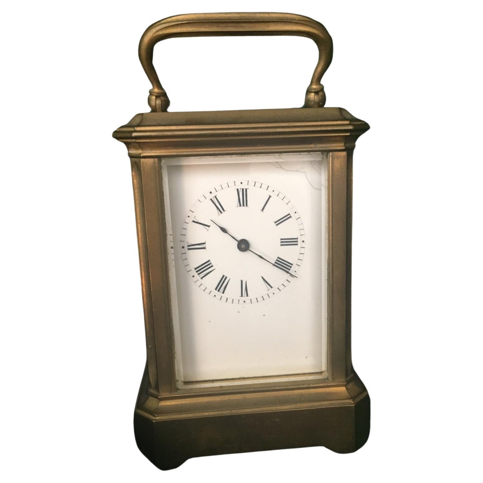 French Carriage Clock Mignonnette No.1 Brass & Beveled Glass Case For Sale