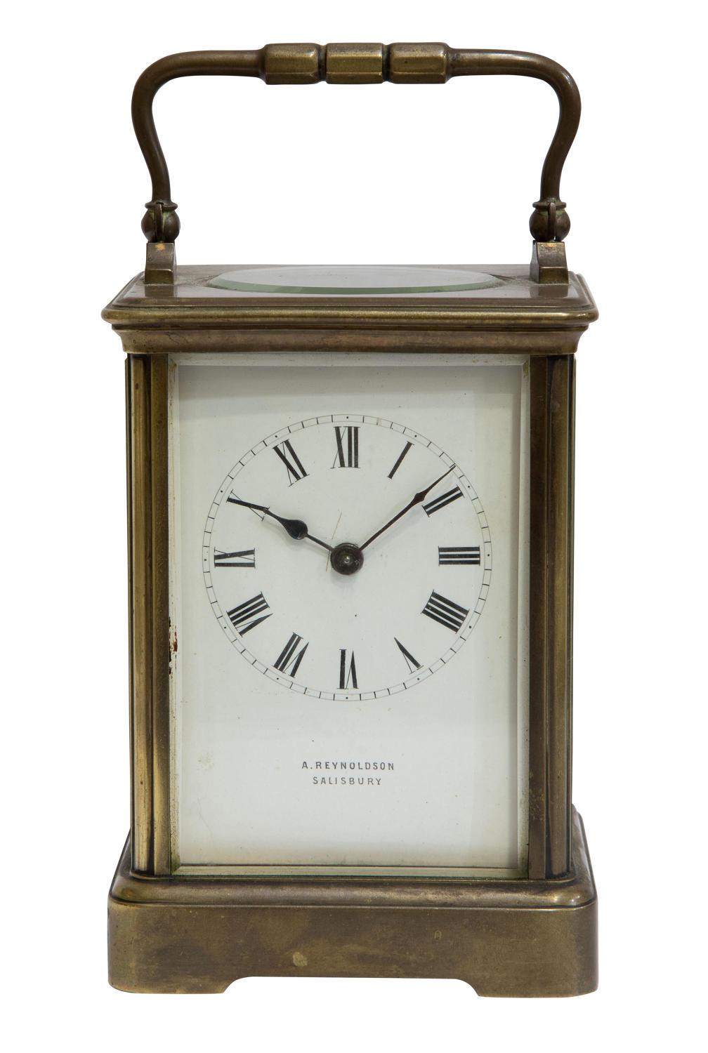 20th Century French Carriage Clock Timepiece with Enamel Dial by A. Reynoldson Salisbury