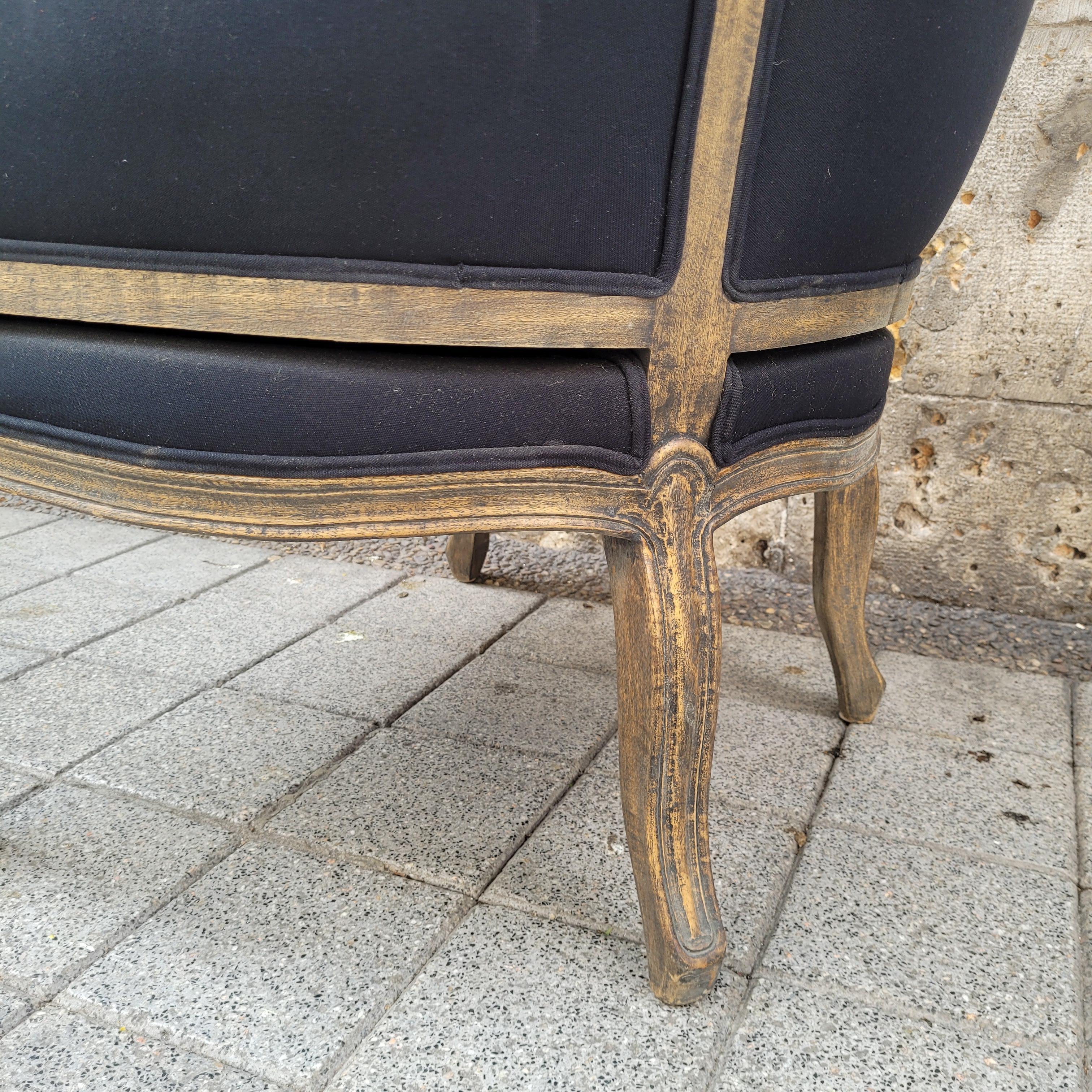 French Carriage, Porter Gray armchair Louis XV style, washed wood For Sale 11