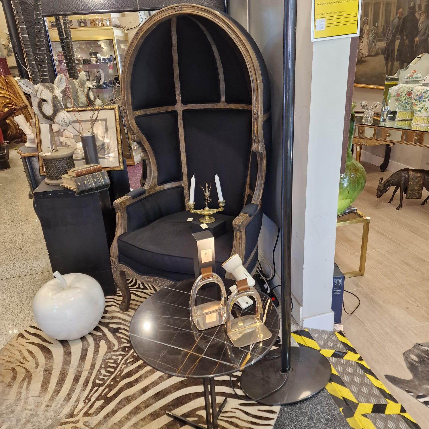 Baroque French Carriage, Porter Gray armchair Louis XV style, washed wood For Sale