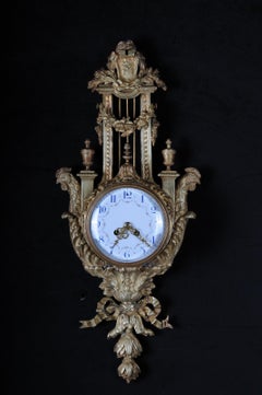 French Cartel Wall Clock in the Style of Louis XVI circa 1880, Bronze