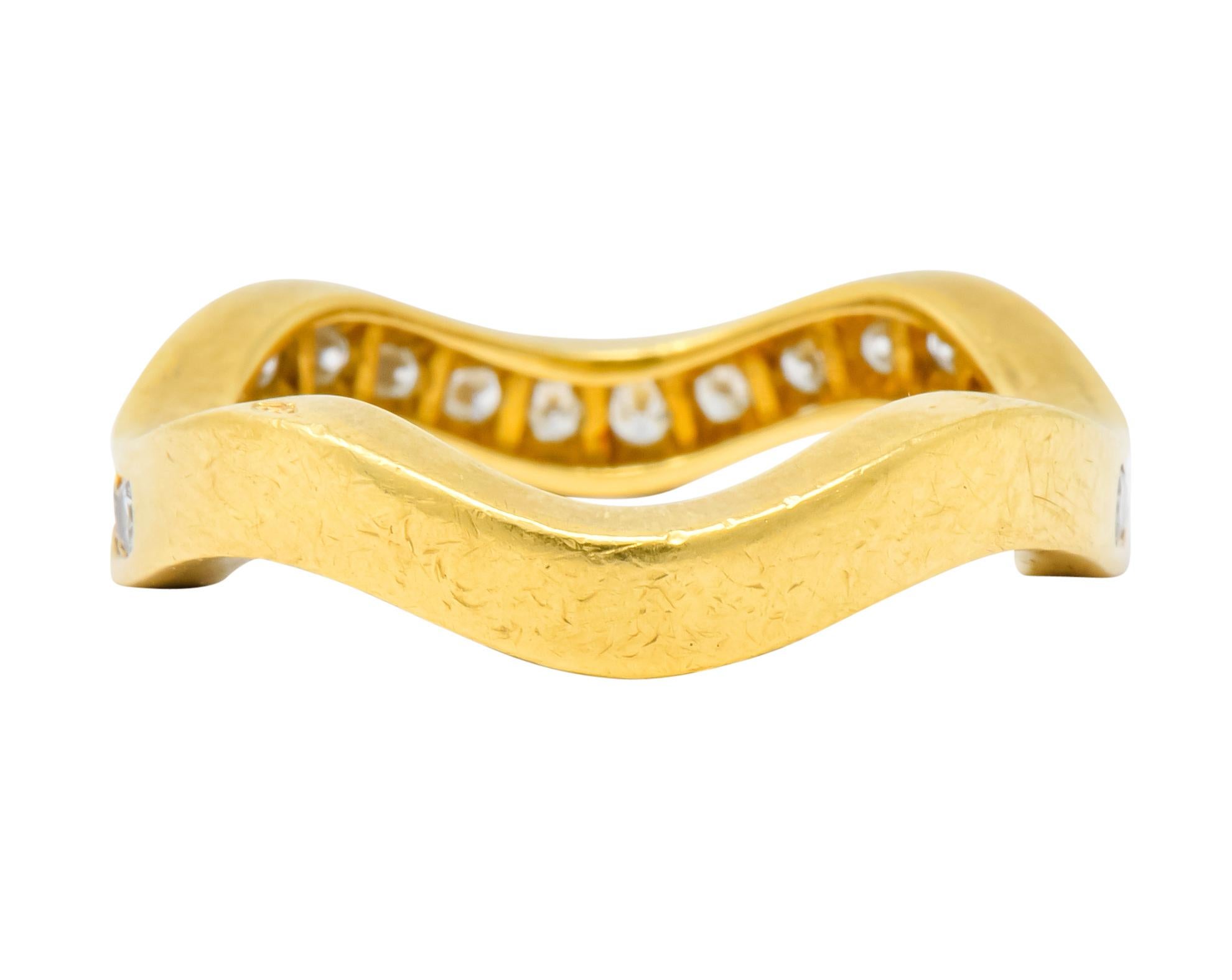 French Cartier 1.56 Carat Diamond 18 Karat Gold Wave Triple Band Stack Rings 1