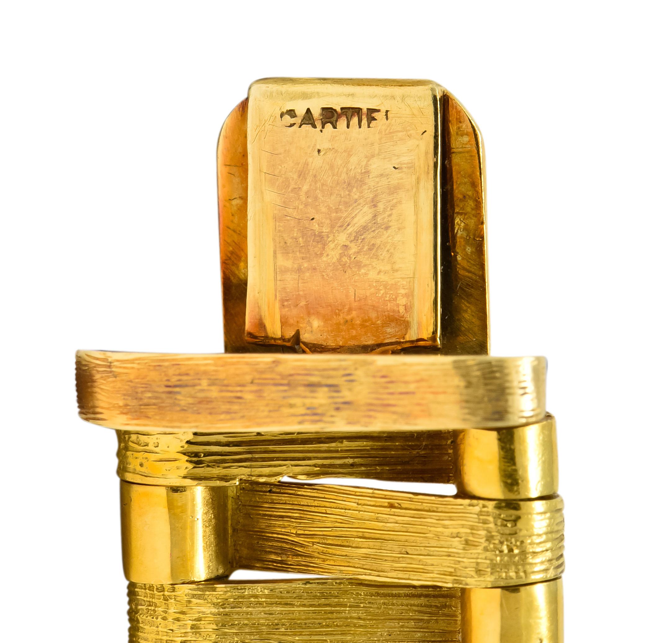 French Cartier 18 Karat Yellow Gold Textured Collar Woven Retro Necklace 3