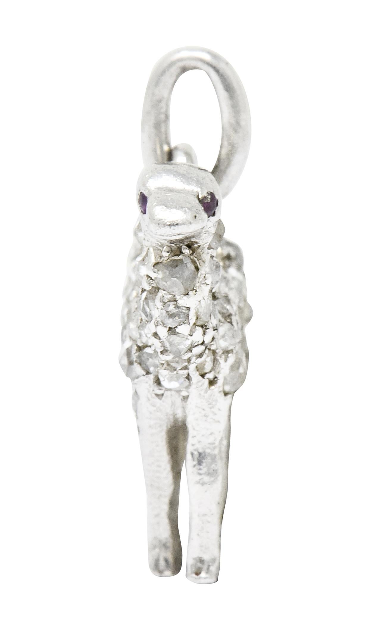 French Cartier Edwardian Rose Cut Diamond Platinum Camel Charm In Excellent Condition In Philadelphia, PA