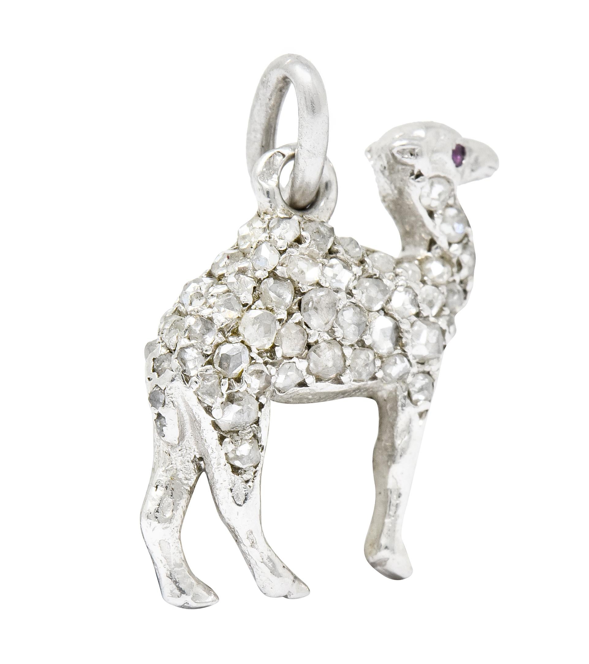 French Cartier Edwardian Rose Cut Diamond Platinum Camel Charm 1