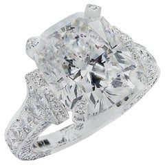 Cartier, bague de fiançailles française avec diamant taille coussin de 9,03 carats certifié GIA