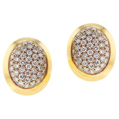 Vintage French Cartier Oval Diamond Earrings, 18k