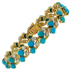 French Cartier Turquoise and Diamond Bracelet, circa 1960