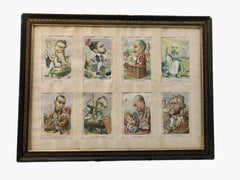 Cartoonist B. Moloch, 1907 Color Prints, Two Frames Containing Eight Lithographs