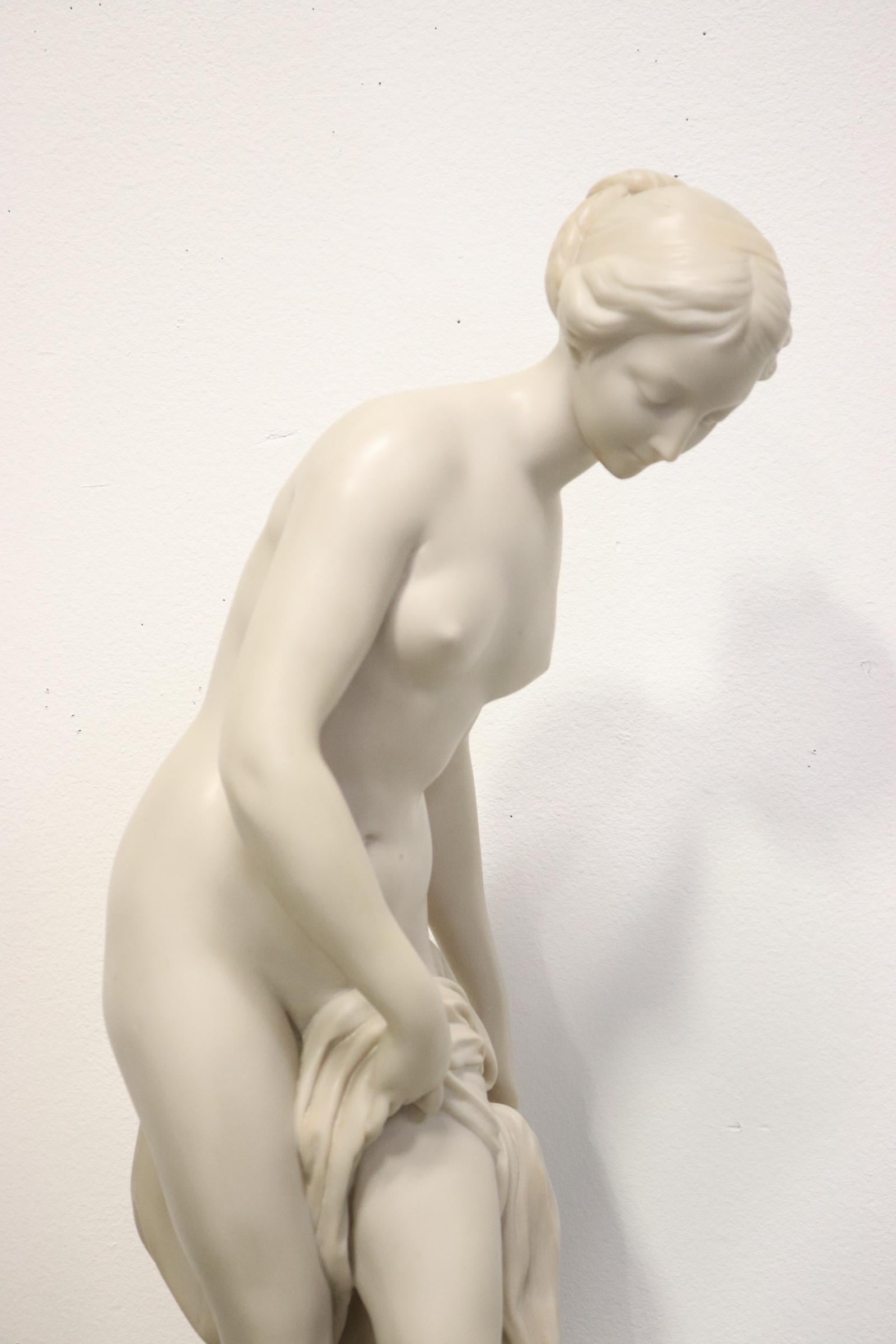 20th Century French Carved Alabaster Figure of Diana