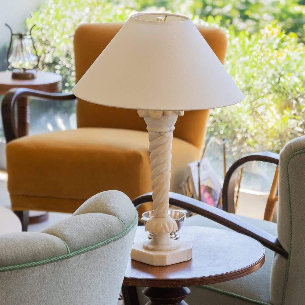 French Carved Alabaster Lamp In Good Condition For Sale In Los Angeles, CA