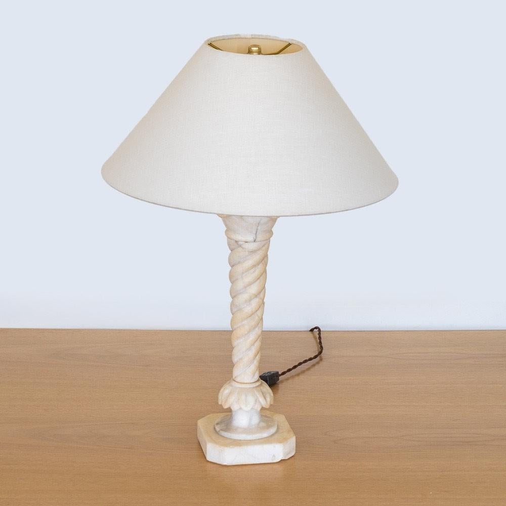 French Carved Alabaster Lamp In Good Condition For Sale In Los Angeles, CA