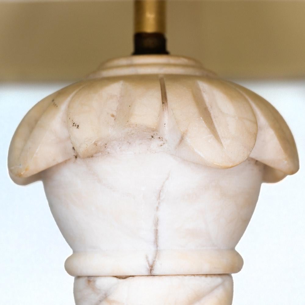 French Carved Alabaster Lamp For Sale 2
