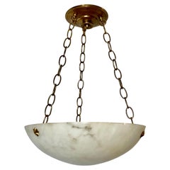 French Carved Alabaster Light Fixture