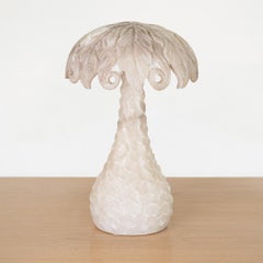 French Carved Alabaster Palm Lamp