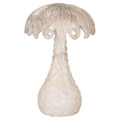 French Carved Alabaster Palm Lamp