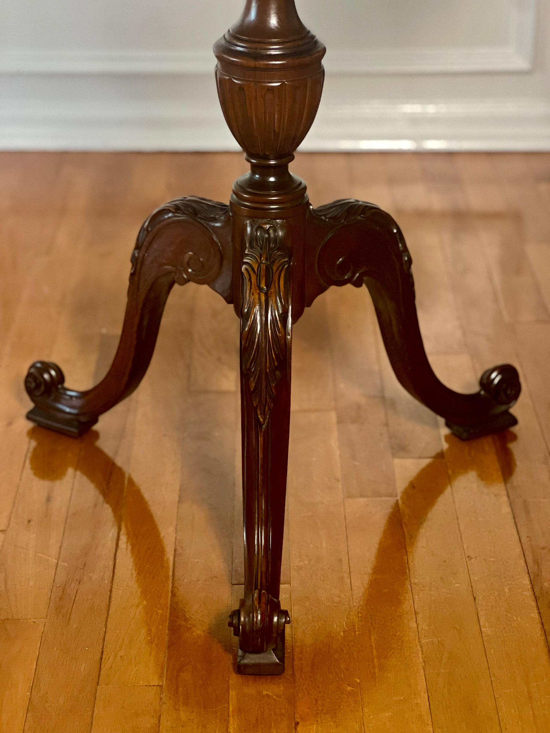 French Carved and Book-Matched Walnut Burl Hexagonal Pedestal Table For Sale 7