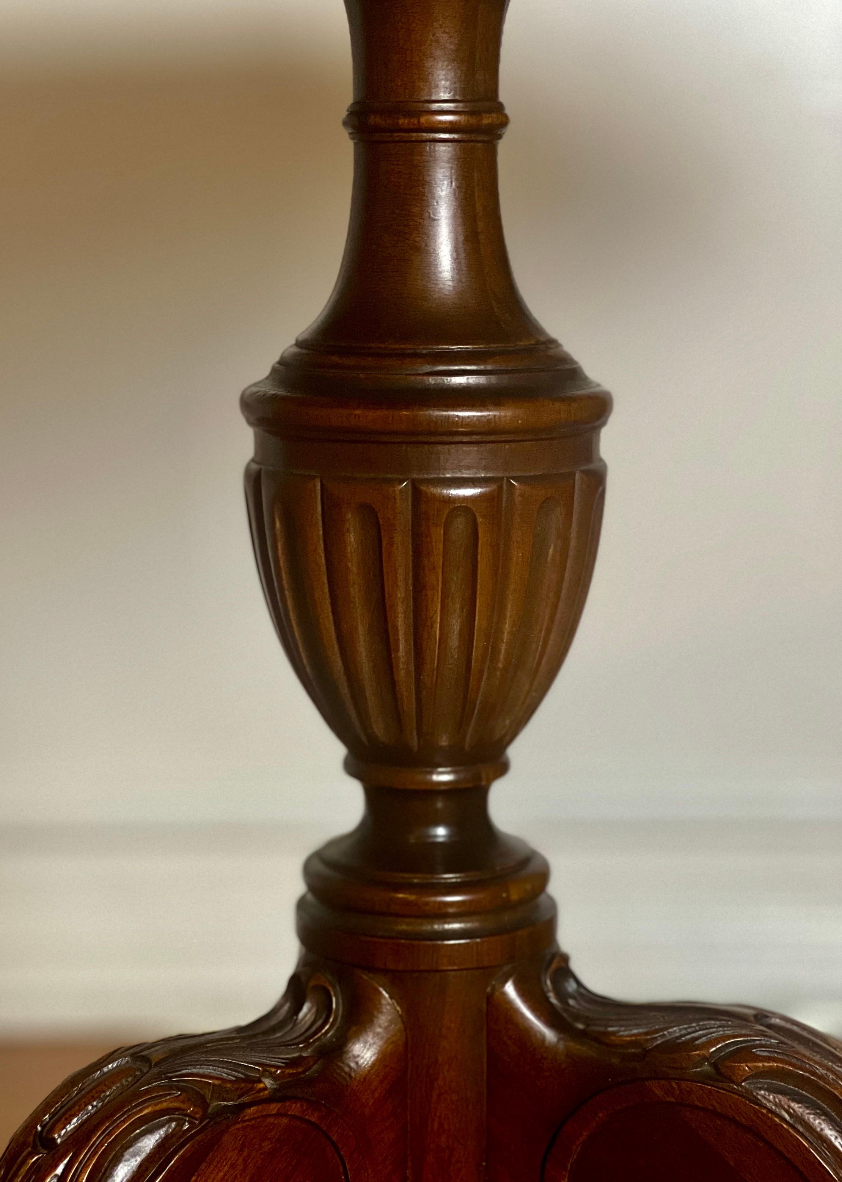 French Carved and Book-Matched Walnut Burl Hexagonal Pedestal Table For Sale 8