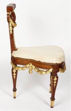 French Carved and Gilt Wood Harp Chair