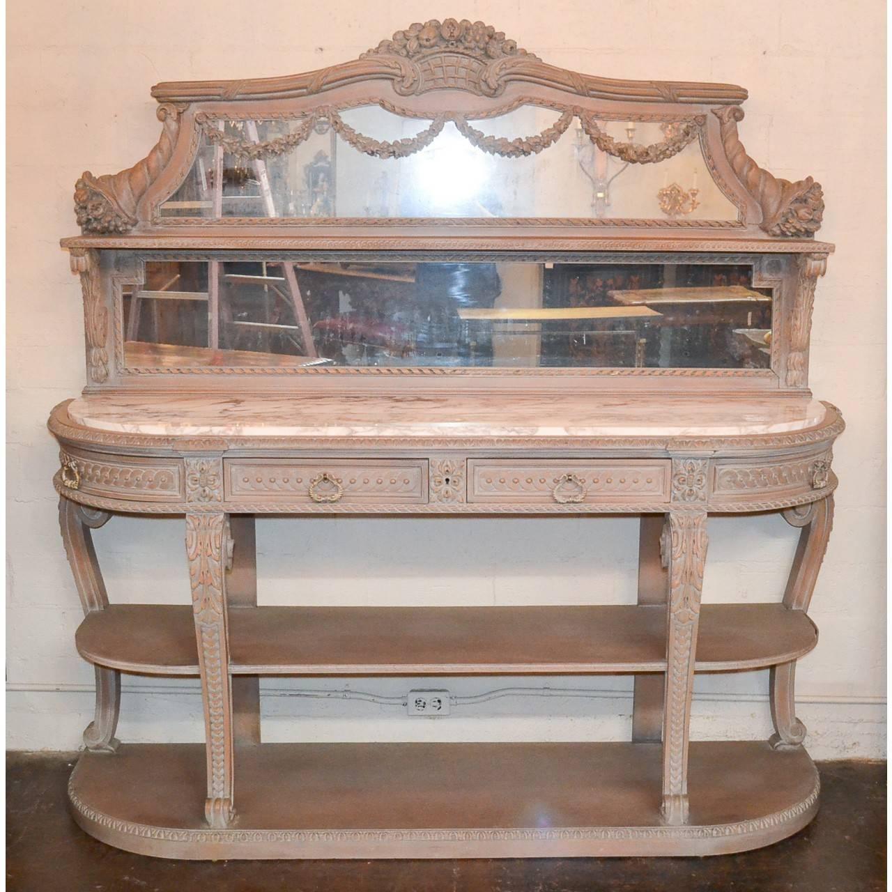 French Carved and Lacquered Jansen Server Buffet In Good Condition In Dallas, TX