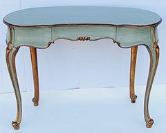 French Carved and Painted Giltwood Kidney Shape Desk / Vanity / Table