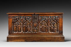 French Carved and Polychromed Walnut Chest, Louis XII
